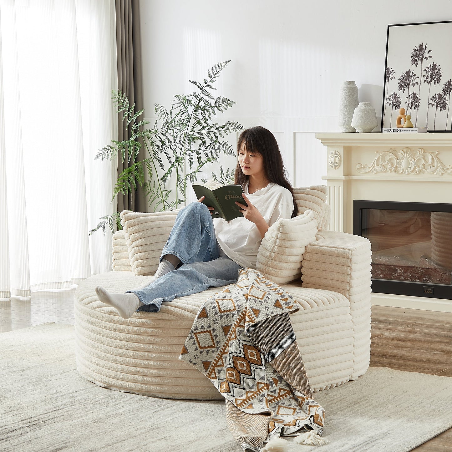 GDFStudio - Divano reclinabile singolo in velluto a coste Emberwood