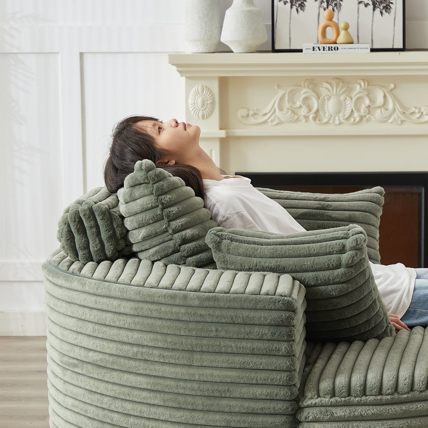 GDFStudio - Divano reclinabile singolo in velluto a coste Emberwood