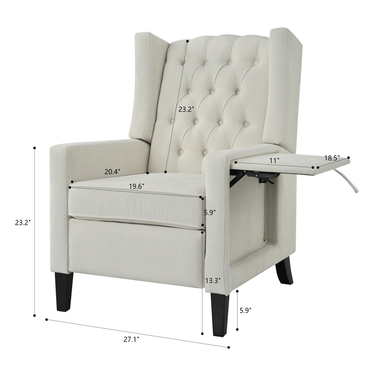 Christopher Knight Home - Poltrona reclinabile Isabella Manual WingBack con tavolo pieghevole e porte USB