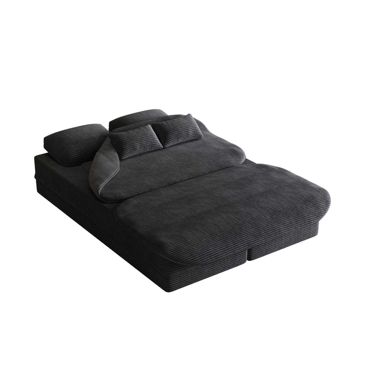 GDFStudio - Divano letto pieghevole in velluto a coste Lysander con coperta multifunzionale