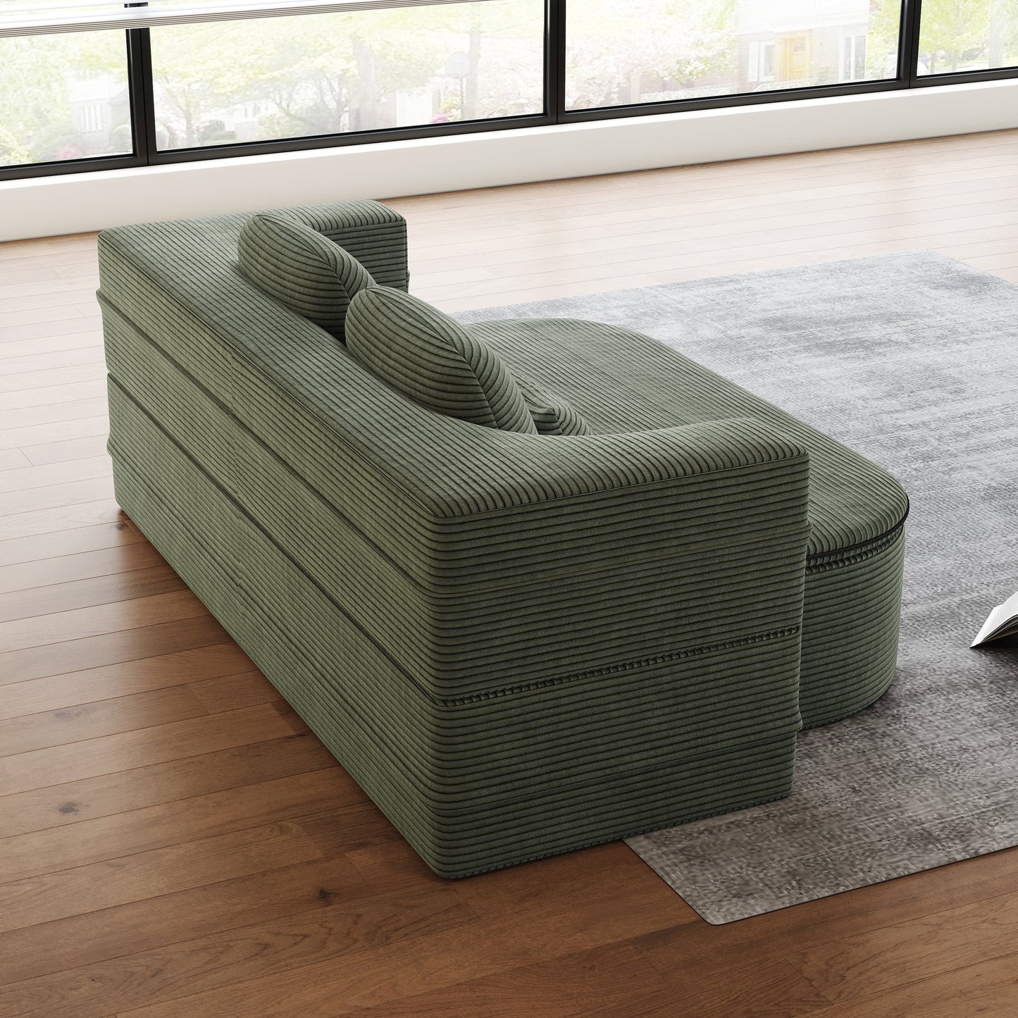 GDFStudio - Divano letto pieghevole in velluto a coste Lysander con coperta multifunzionale