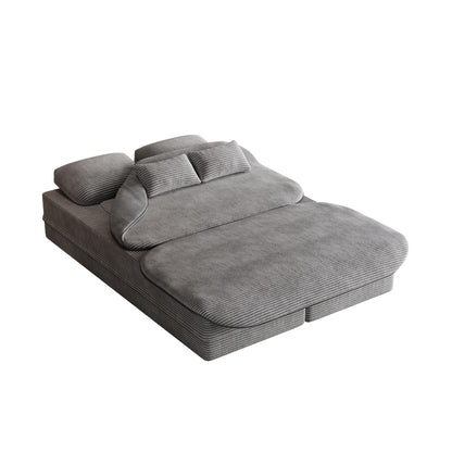 GDFStudio - Divano letto pieghevole in velluto a coste Lysander con coperta multifunzionale