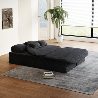 GDFStudio - Divano letto pieghevole in velluto a coste Lysander con coperta multifunzionale