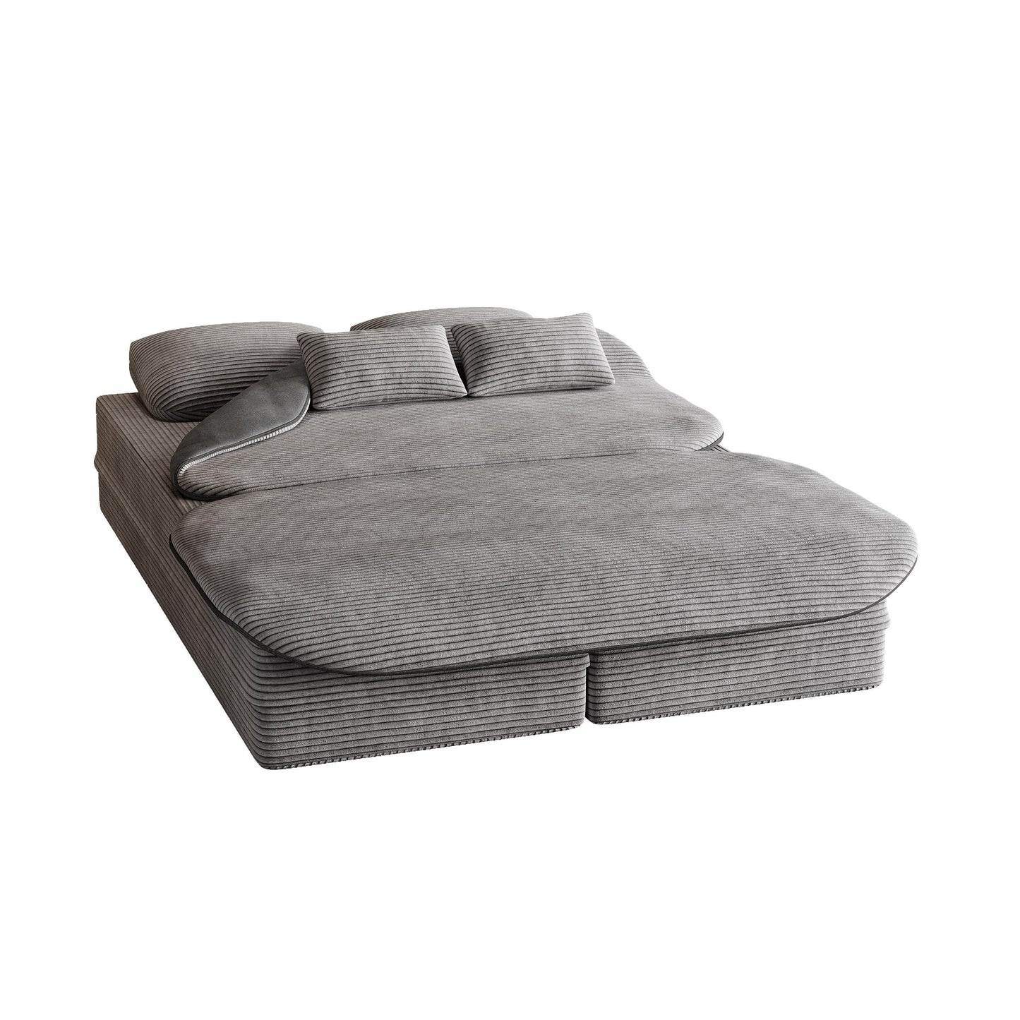 GDFStudio - Divano letto pieghevole in velluto a coste Lysander con coperta multifunzionale