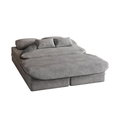 GDFStudio - Divano letto pieghevole in velluto a coste Lysander con coperta multifunzionale