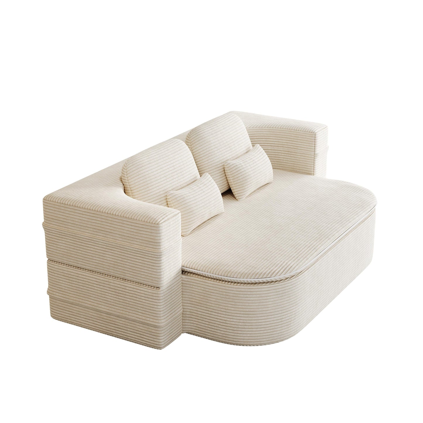 GDFStudio - Divano letto pieghevole in velluto a coste Lysander con coperta multifunzionale