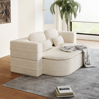 GDFStudio - Divano letto pieghevole in velluto a coste Lysander con coperta multifunzionale