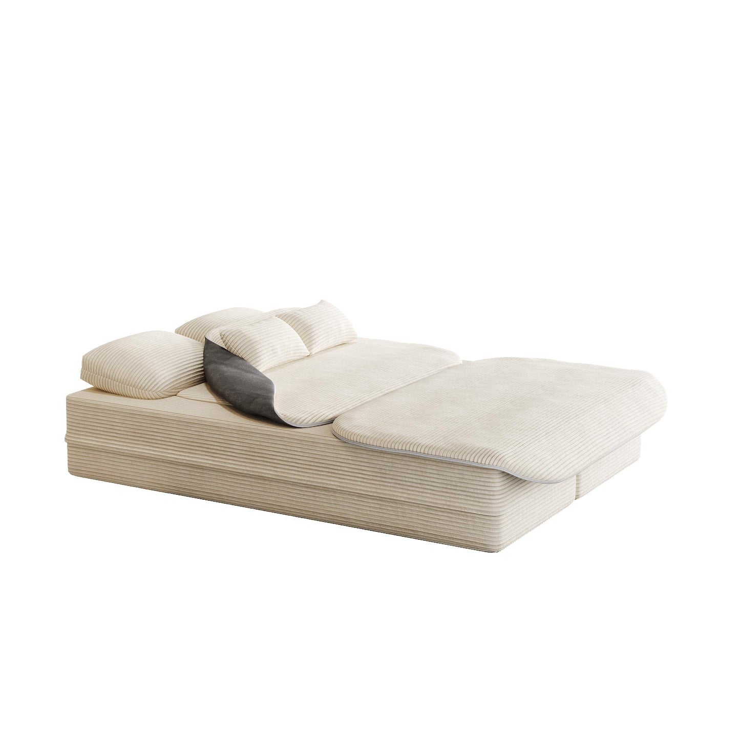 GDFStudio - Divano letto pieghevole in velluto a coste Lysander con coperta multifunzionale