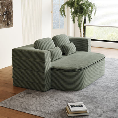 GDFStudio - Divano letto pieghevole in velluto a coste Lysander con coperta multifunzionale