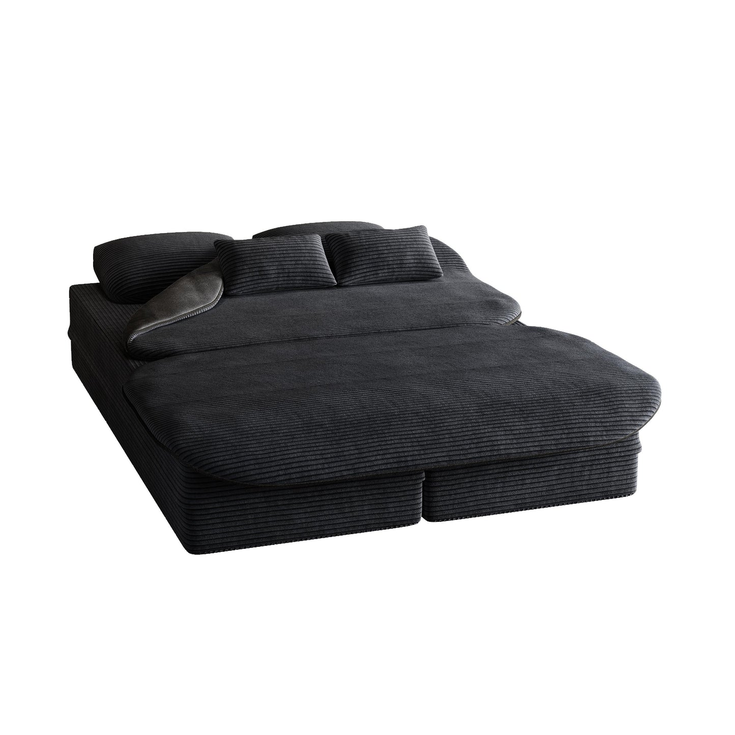 GDFStudio - Divano letto pieghevole in velluto a coste Lysander con coperta multifunzionale