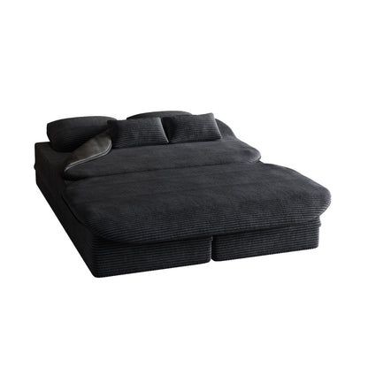 GDFStudio - Divano letto pieghevole in velluto a coste Lysander con coperta multifunzionale