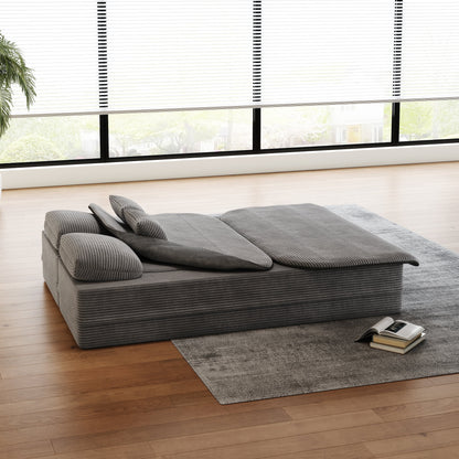 GDFStudio - Divano letto pieghevole in velluto a coste Lysander con coperta multifunzionale