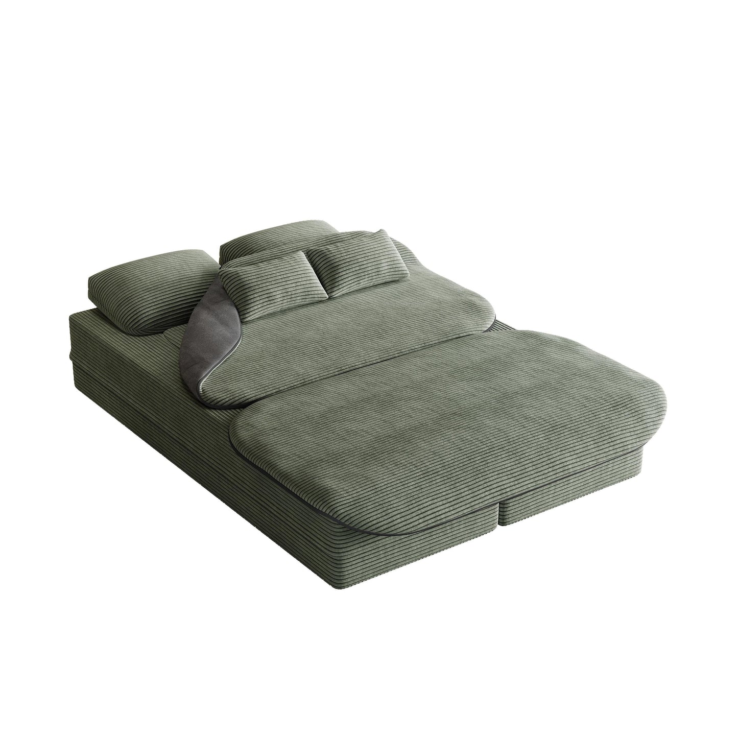 GDFStudio - Divano letto pieghevole in velluto a coste Lysander con coperta multifunzionale
