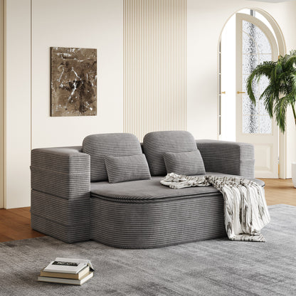 GDFStudio - Divano letto pieghevole in velluto a coste Lysander con coperta multifunzionale
