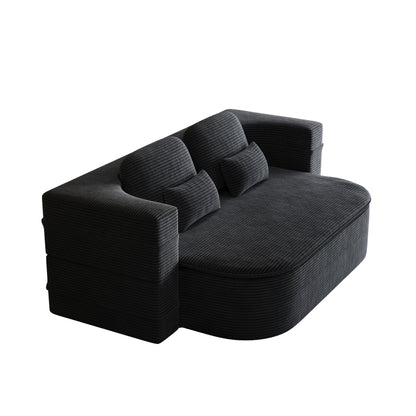 GDFStudio - Divano letto pieghevole in velluto a coste Lysander con coperta multifunzionale