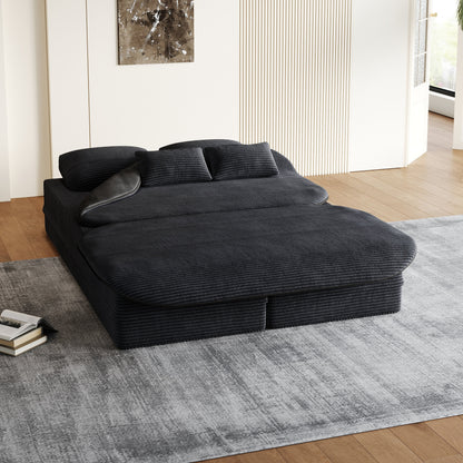 GDFStudio - Divano letto pieghevole in velluto a coste Lysander con coperta multifunzionale