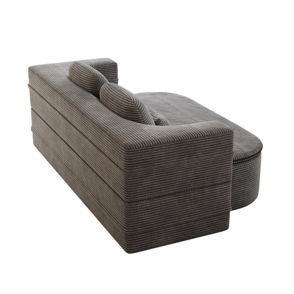 GDFStudio - Divano letto pieghevole in velluto a coste Lysander con coperta multifunzionale