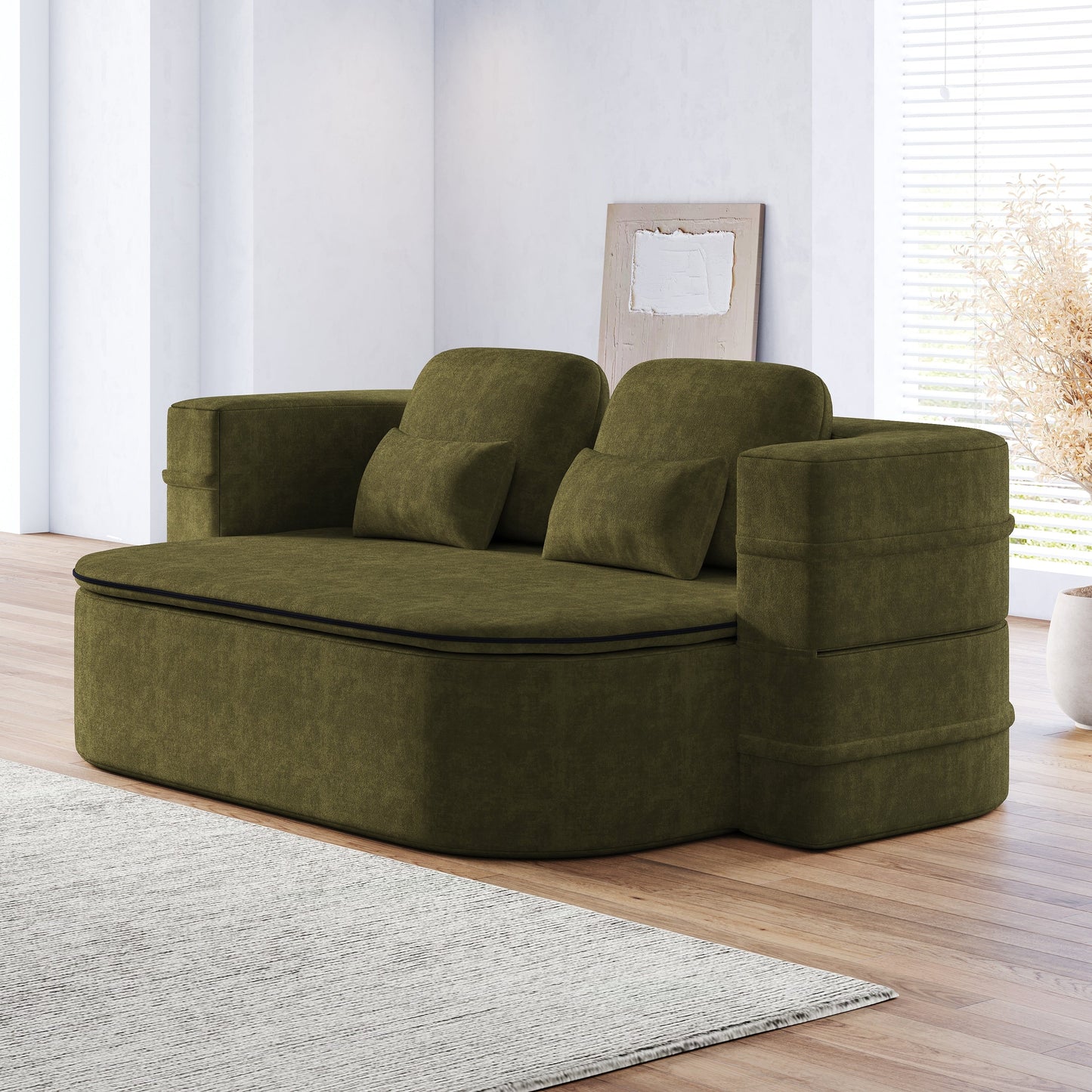 GDFStudio - Divano letto pieghevole Willoughby Chenille con coperta multifunzionale