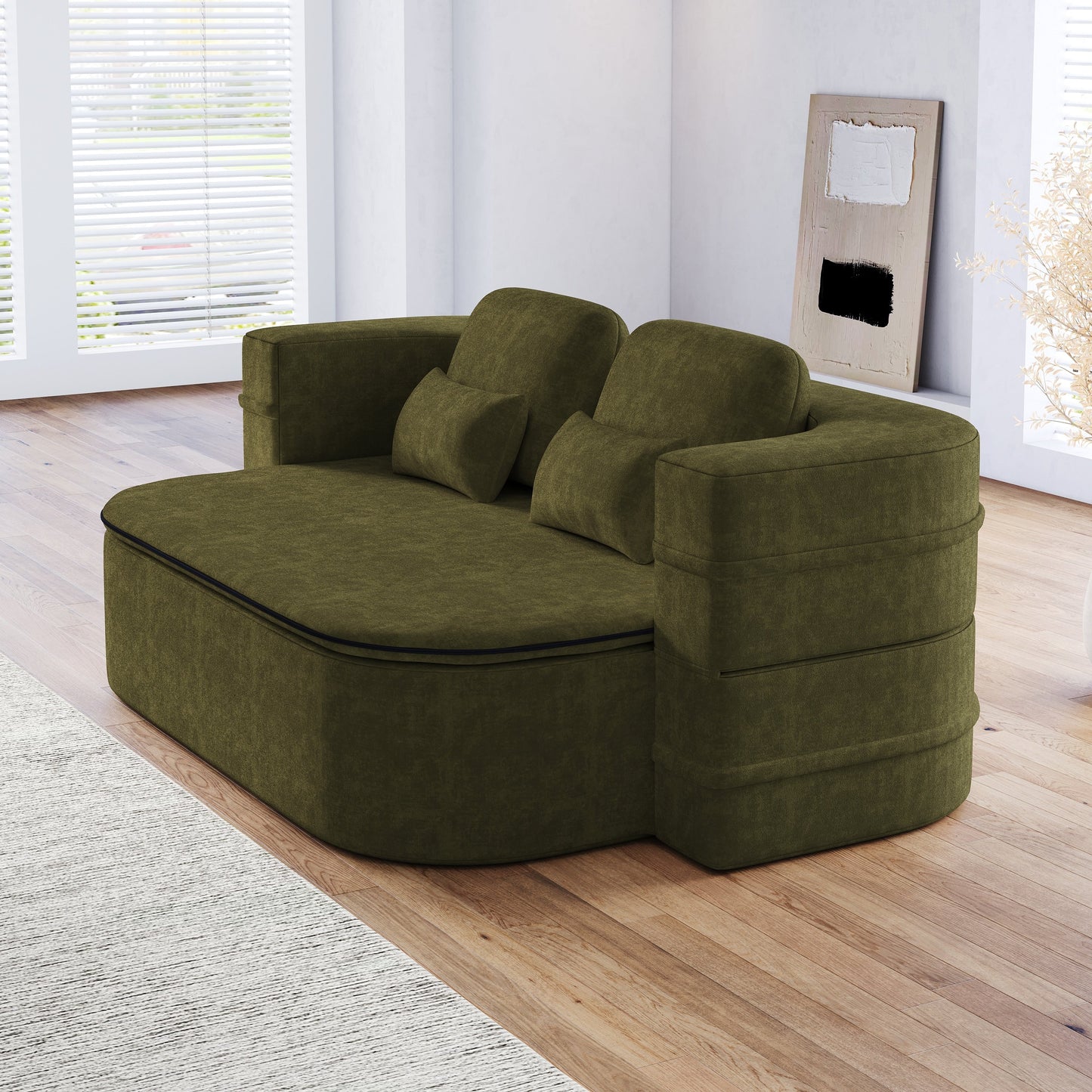 GDFStudio - Divano letto pieghevole Willoughby Chenille con coperta multifunzionale