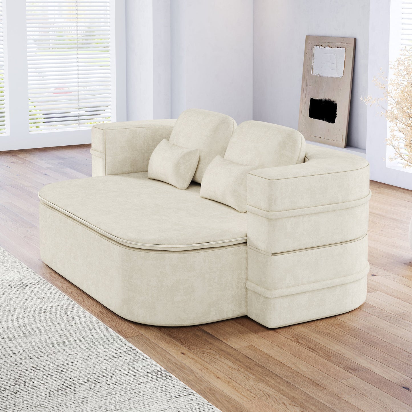 GDFStudio - Divano letto pieghevole Willoughby Chenille con coperta multifunzionale