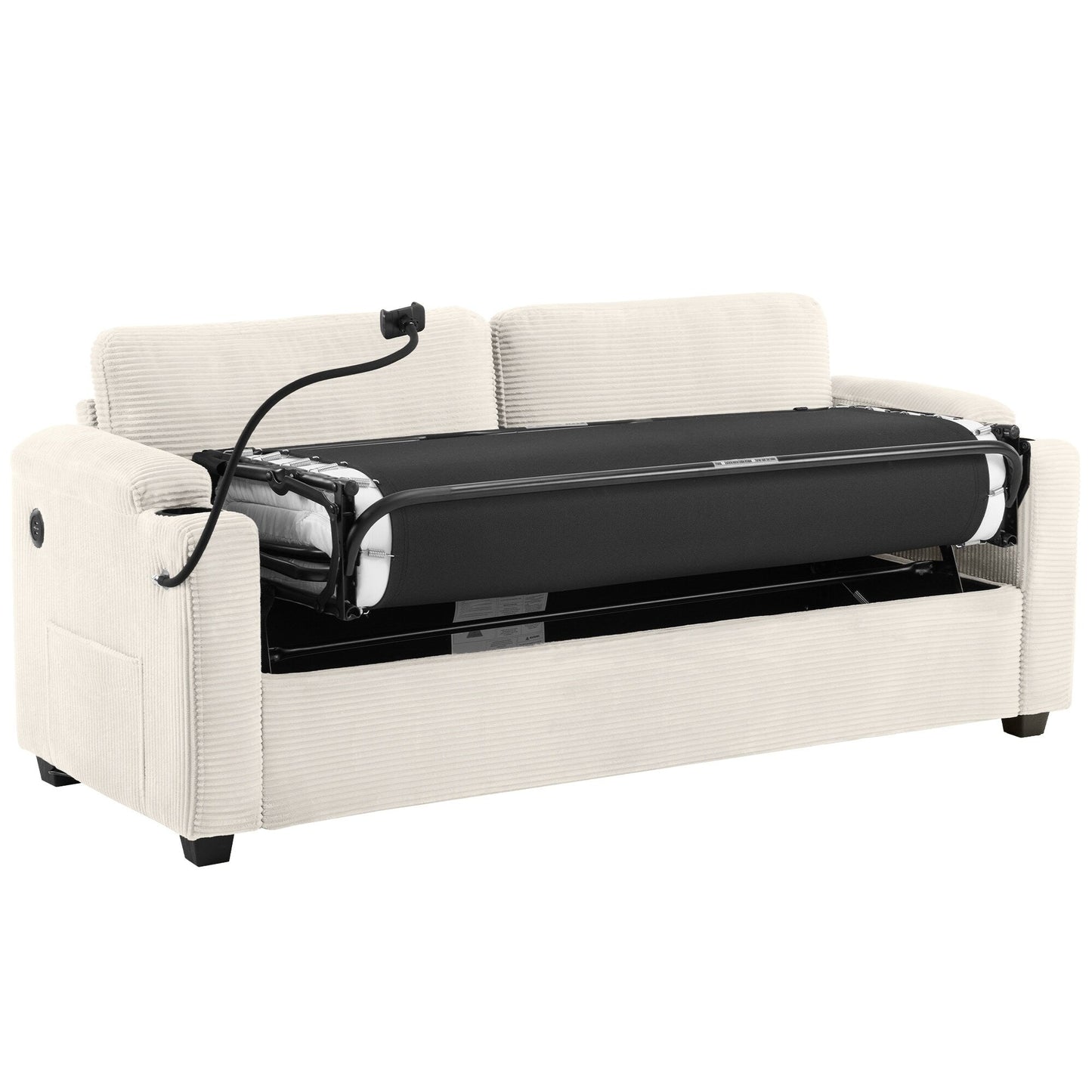 GDFStudio Emily Divano letto multifunzionale convertibile in velluto a coste per piccoli spazi