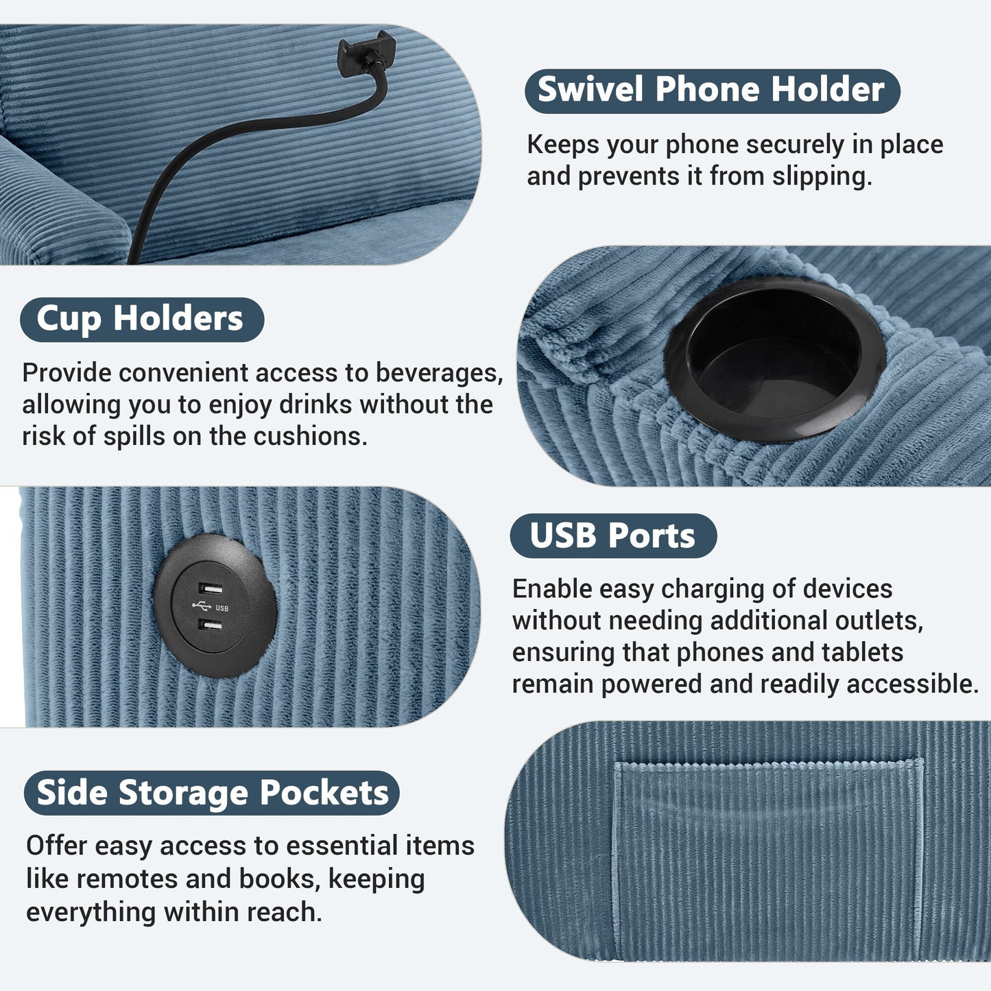 GDFStudio Emily Divano letto multifunzionale convertibile in velluto a coste per piccoli spazi