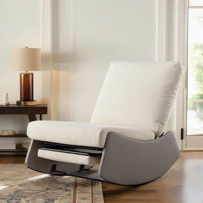 Poltrona a dondolo moderna reclinabile con poggiapiedi GDFStudio