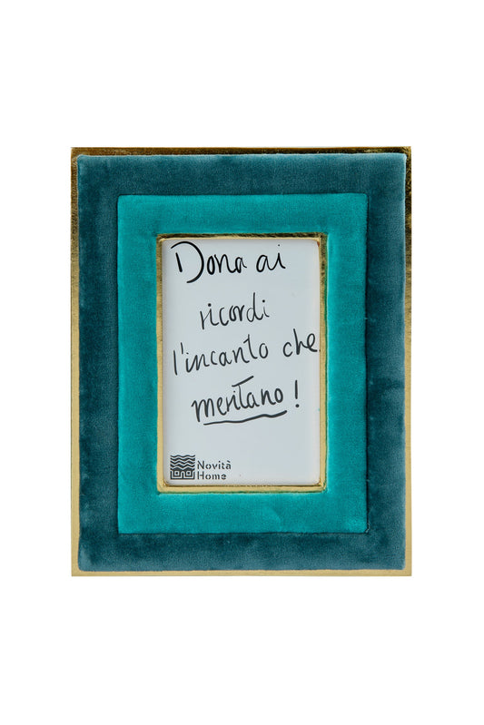 Eibsee - Porta Foto In Velluto Turchese/Blu Scuro Small