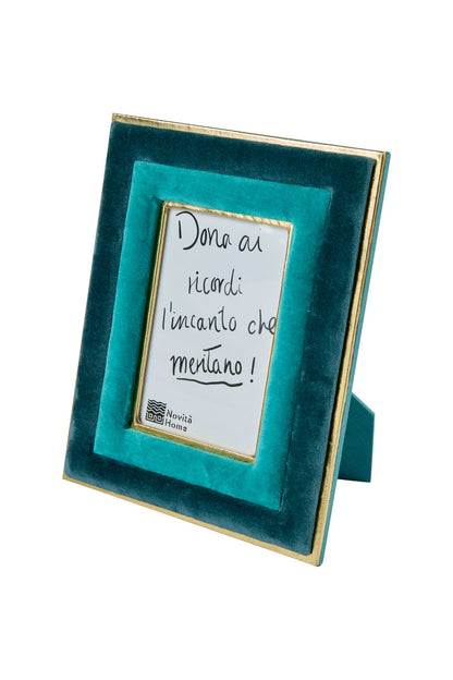 Eibsee - Porta Foto In Velluto Turchese/Blu Scuro Small