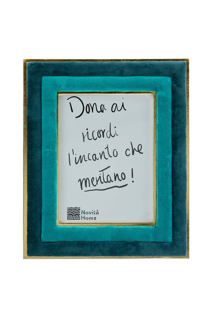 Eibsee - Porta Foto In Velluto Turchese/Blu Scuro Grande