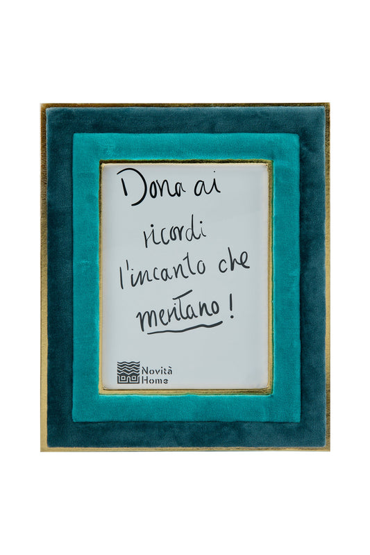 Eibsee - Porta Foto In Velluto Turchese/Blu Scuro Grande