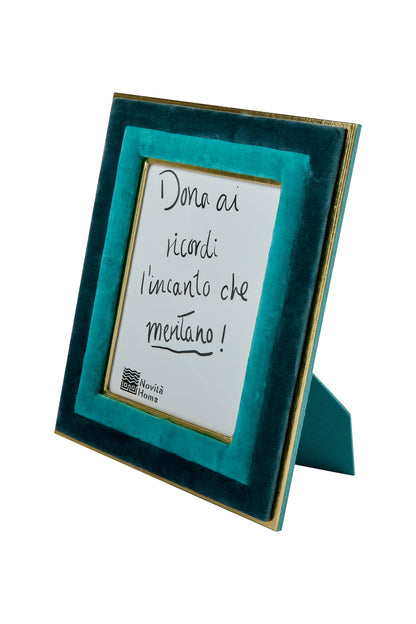 Eibsee - Porta Foto In Velluto Turchese/Blu Scuro Grande