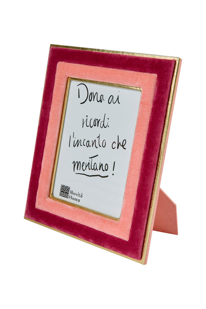 Eibsee - Porta Foto In Velluto Corallo/Rosa Scuro Grande