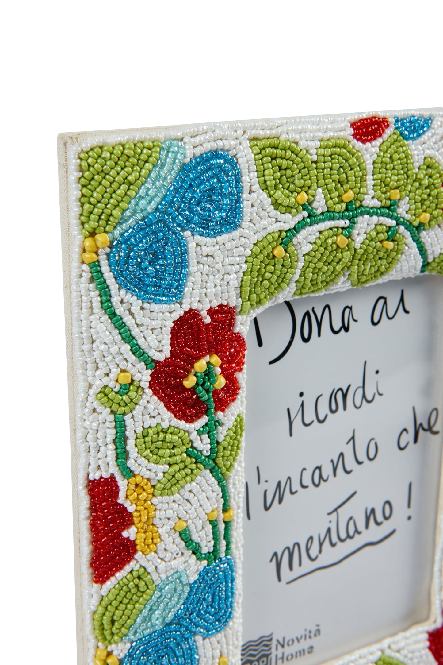 Pehoe - Porta Foto Con Perline Fantasia Floreale Rosa Small