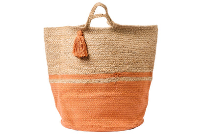 Santa Cruz - Cesta Arancione E Beige Con Manici Con Nappina