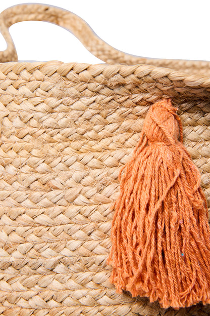 Santa Cruz - Cesta Arancione E Beige Con Manici Con Nappina