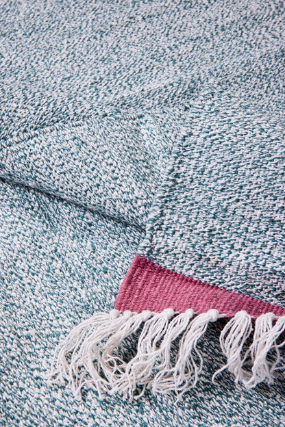 Kurumayama - Tappeto Blu 140X200 In Cotone Melange Con Bordo