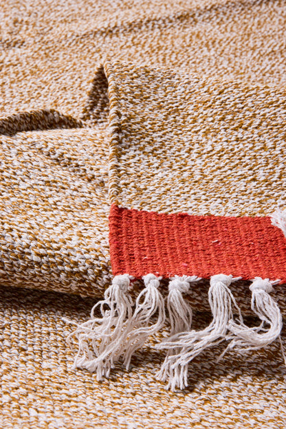 Kurumayama - Tappeto Arancio 140X200 Cotone Melange Con Bordo