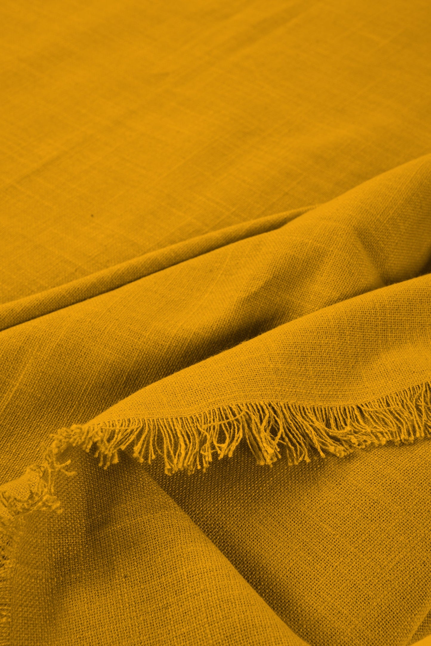 Fagnes - Tovaglia 140X180 In Cotone Con Frange Color Mostarda