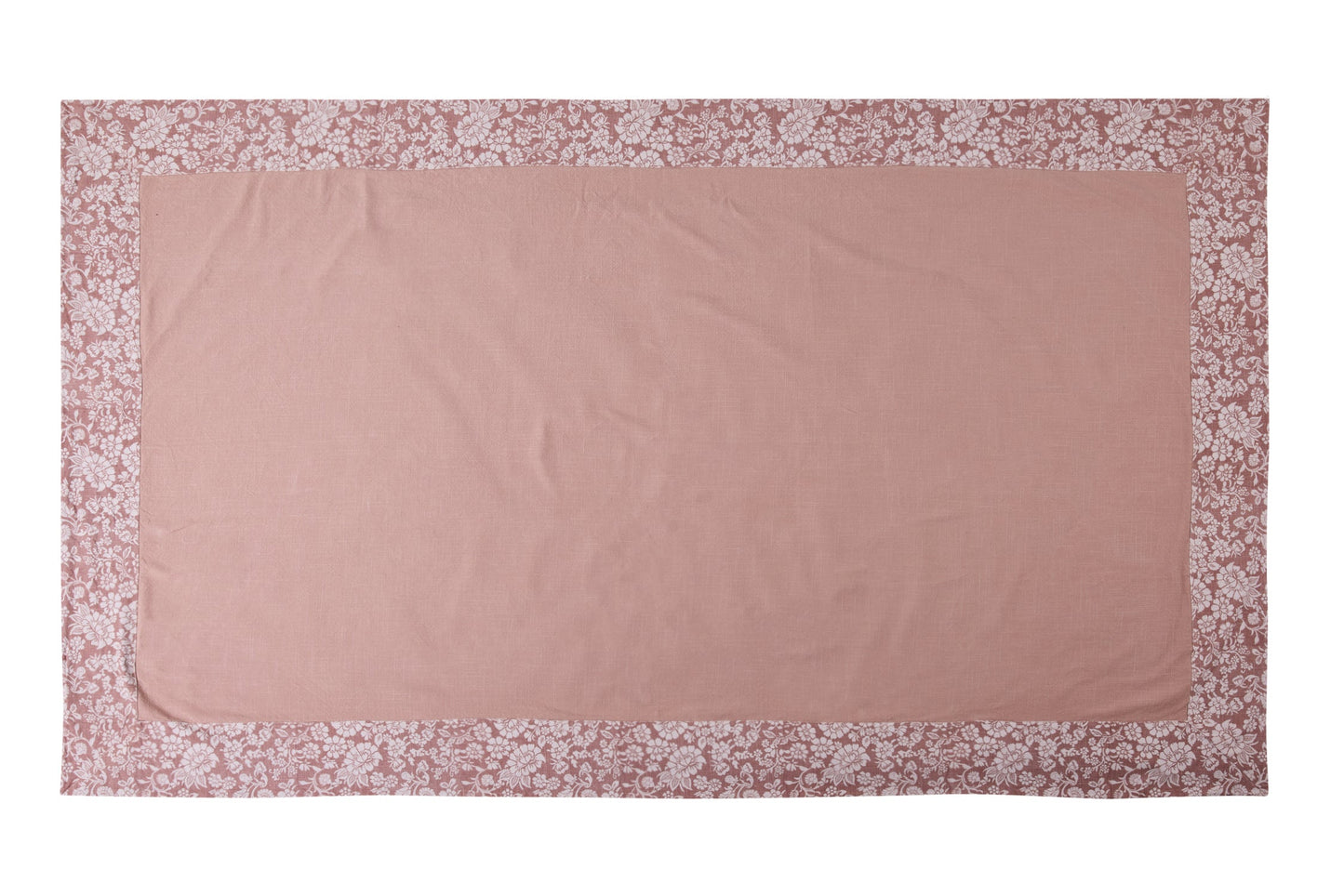 Limoges - Tovaglia Rosa 150X300 Con Bordatura Floreale