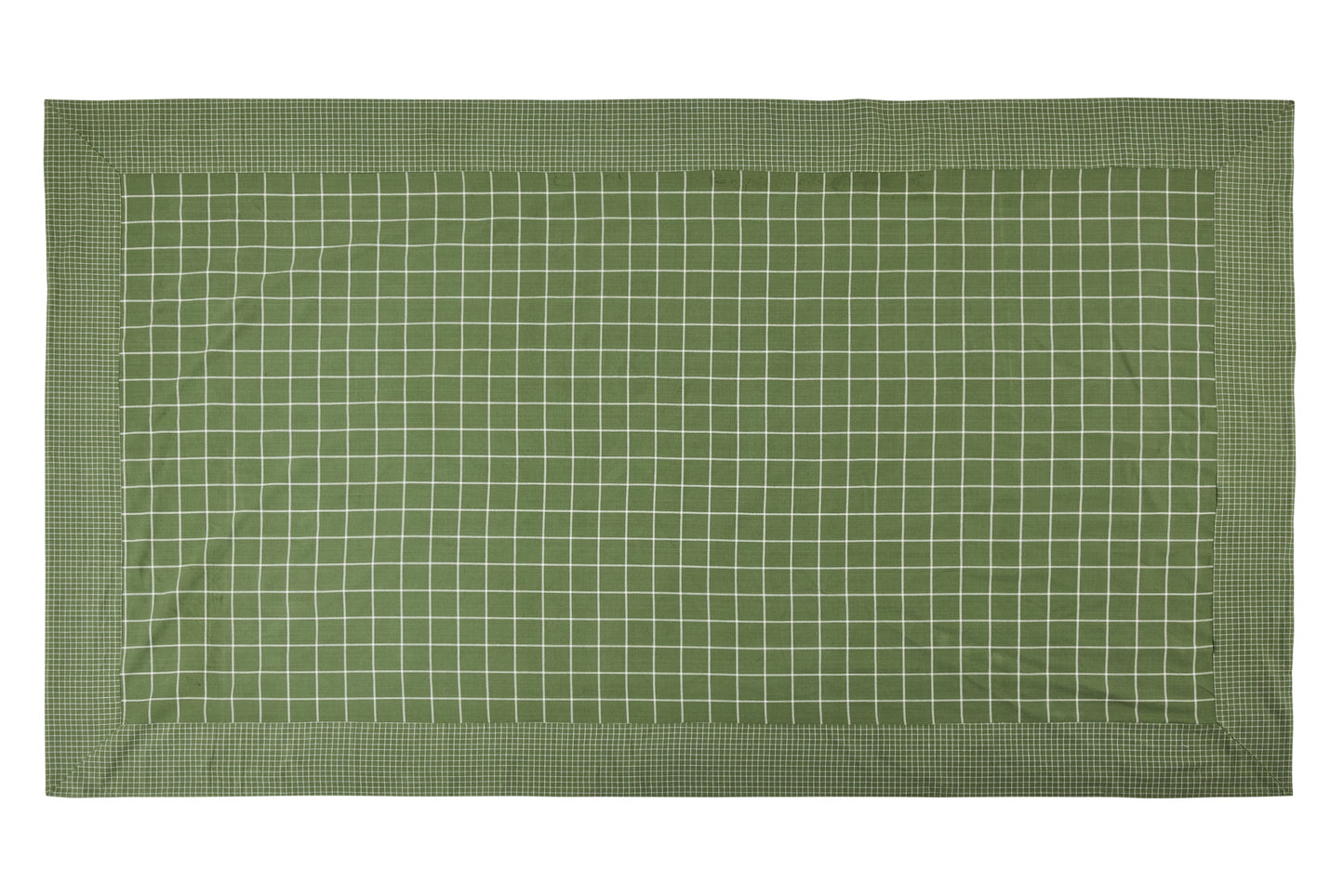 Villers - Tovaglia Di Cotone 150X300 Quadrettato Verde