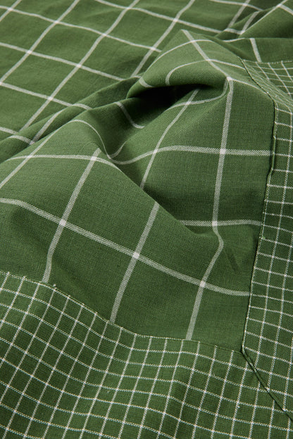 Villers - Tovaglia Di Cotone 150X300 Quadrettato Verde