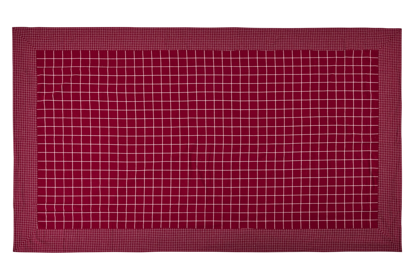 Villers - Tovaglia Di Cotone 150X300 Tessuto Quarettato Rosso