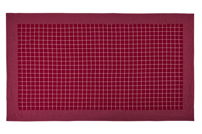 Villers - Tovaglia Di Cotone 150X300 Tessuto Quarettato Rosso