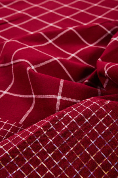 Villers - Tovaglia Di Cotone 150X300 Tessuto Quarettato Rosso