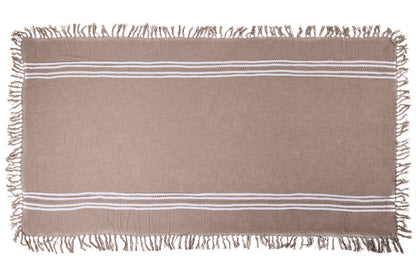 Lissewege - Tovaglia 150X300 Beige In Cotone Con Frange