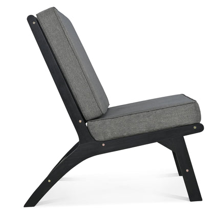 Set di 4 sedute a V GO, divano da esterno in legno massello di acacia, mobili da giardino, sedute da esterno, nero e grigio