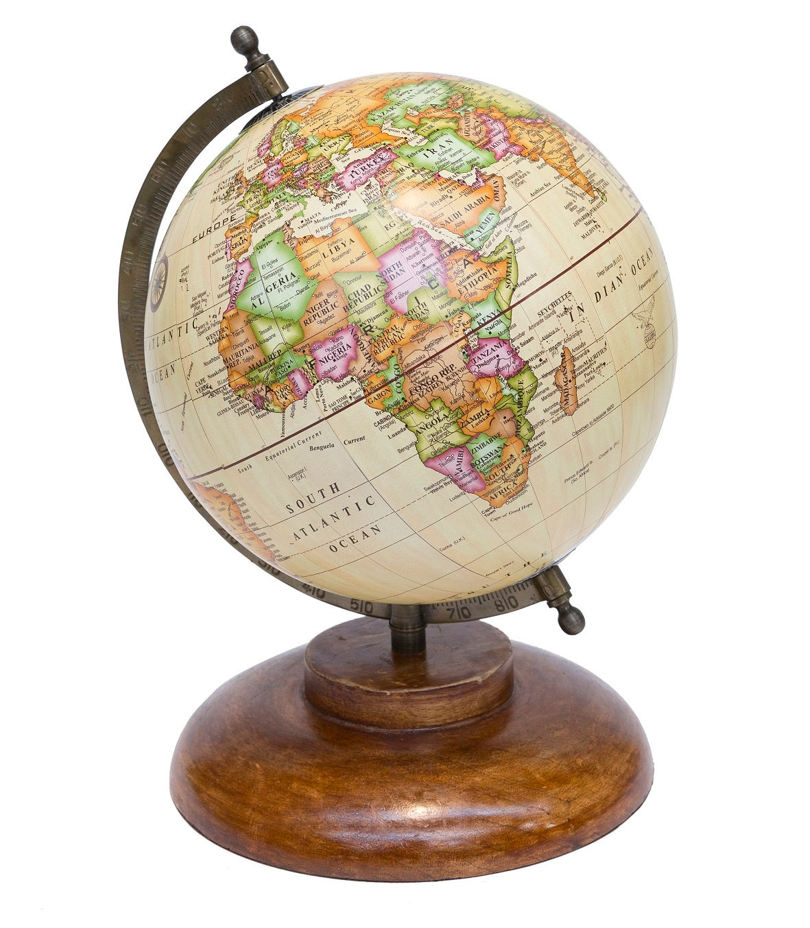 Mappamondo - Globo Beige Con Base Legno