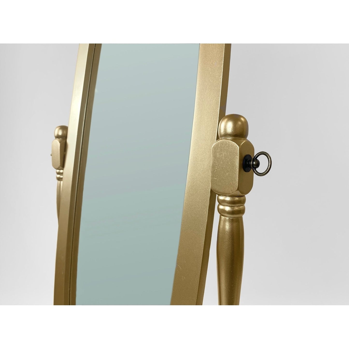 Specchio da pavimento ovale in legno a tutta lunghezza, girevole e regolabile, GTU Furniture