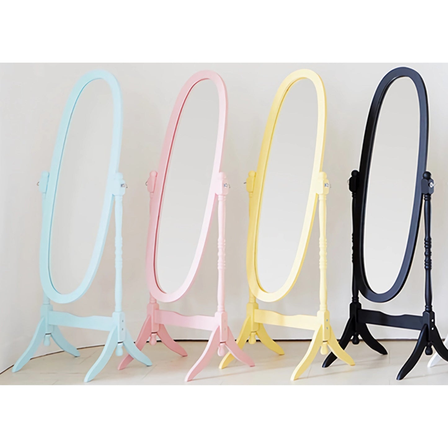 Specchio da pavimento ovale in legno a tutta lunghezza, girevole e regolabile, GTU Furniture